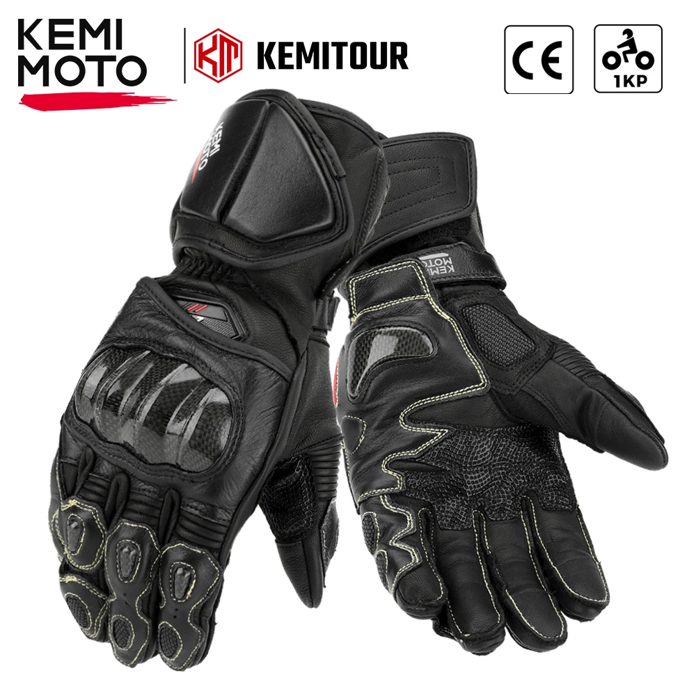 

Перчатки для гонок на мотоциклах, сертифицированные CE, защита суставов из углеродного волокна, дышащая натуральная кожа, дизайн с длинными манжетами для мужчин/женщин