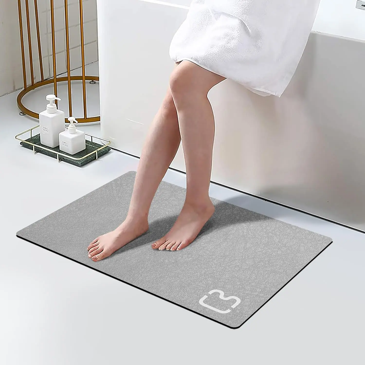 

Diatomaceous Earth Bath Mat - Super Absorbent Stone Mat Non Slip Quick Dry Thin Bathroom Rug for Shower, Bathtub, Sink