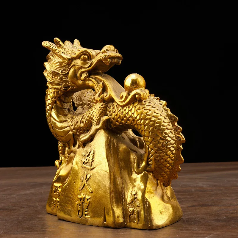 Brass -repelling ornament for kitchen in the northwest corner, Qian trigram item, fire-retaining copper dragon, z