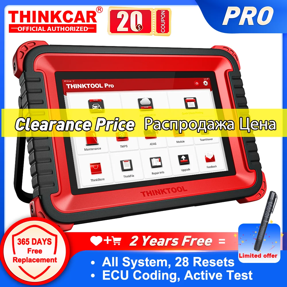 THINKCAR Thinktool Pro All Systems Bluetooth OBD2 Diagnostic Scan Tool 2 Years Free Update 28+ Resets Bi-Directional ECU Coding