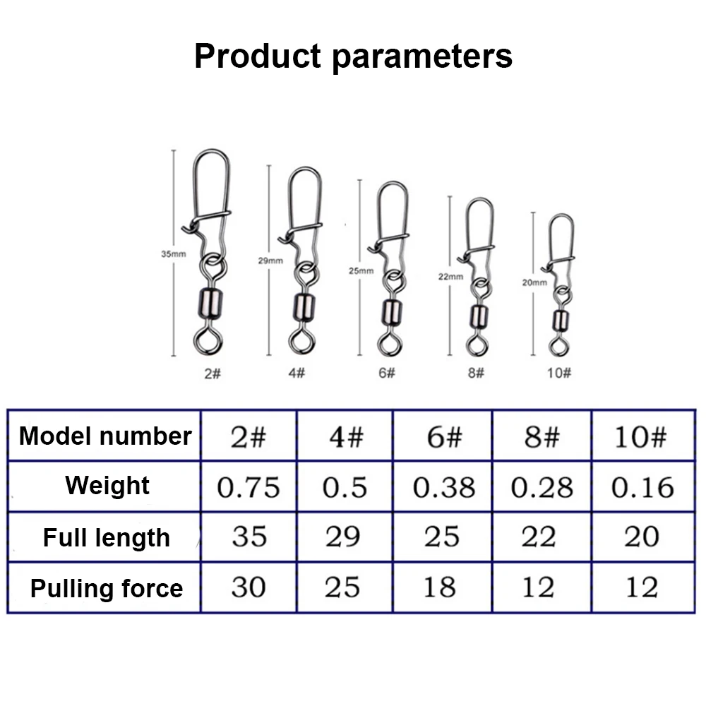 96/211pcs/Set Fishing Connector Pin Bearing Rolling Swivel Stainless Steel with Nice Snap Fishhook Lure Tackle Accessories