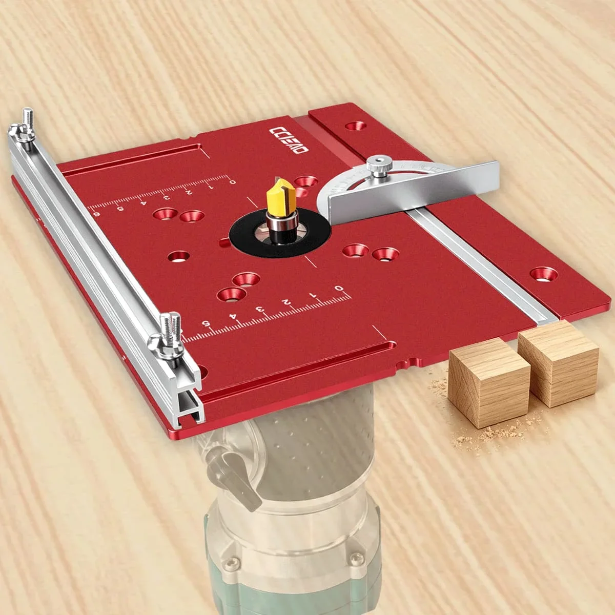 Aluminium-Router-Hebebasis mit Router-Tisch-Einlegeplatte, einstellbares Präzisions-Router-Hebesystem für Holzbearbeitungstische – Detail 2