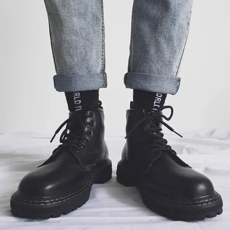 البريطانية الأسود فارس الإنترنت المشاهير Ins الأدوات الجلدية قاطرة تنوعا المخملية وسيم عالية الجودة العصرية أحذية رجالي #2