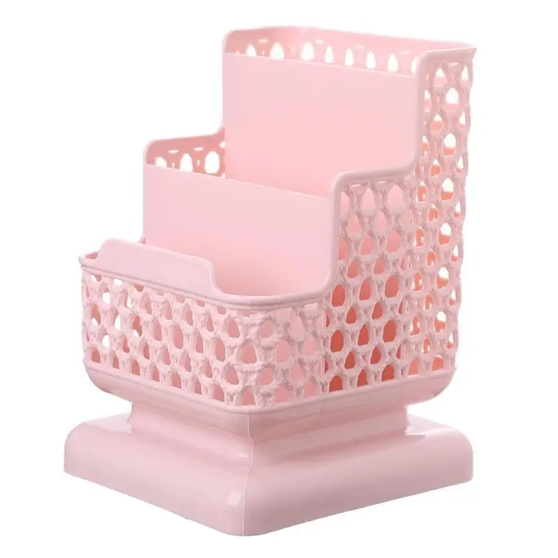 /KQM/Hollow Multi Compartment Pen Holder With Phone Stand Slot For Home Office School Desktop Storage Plastic