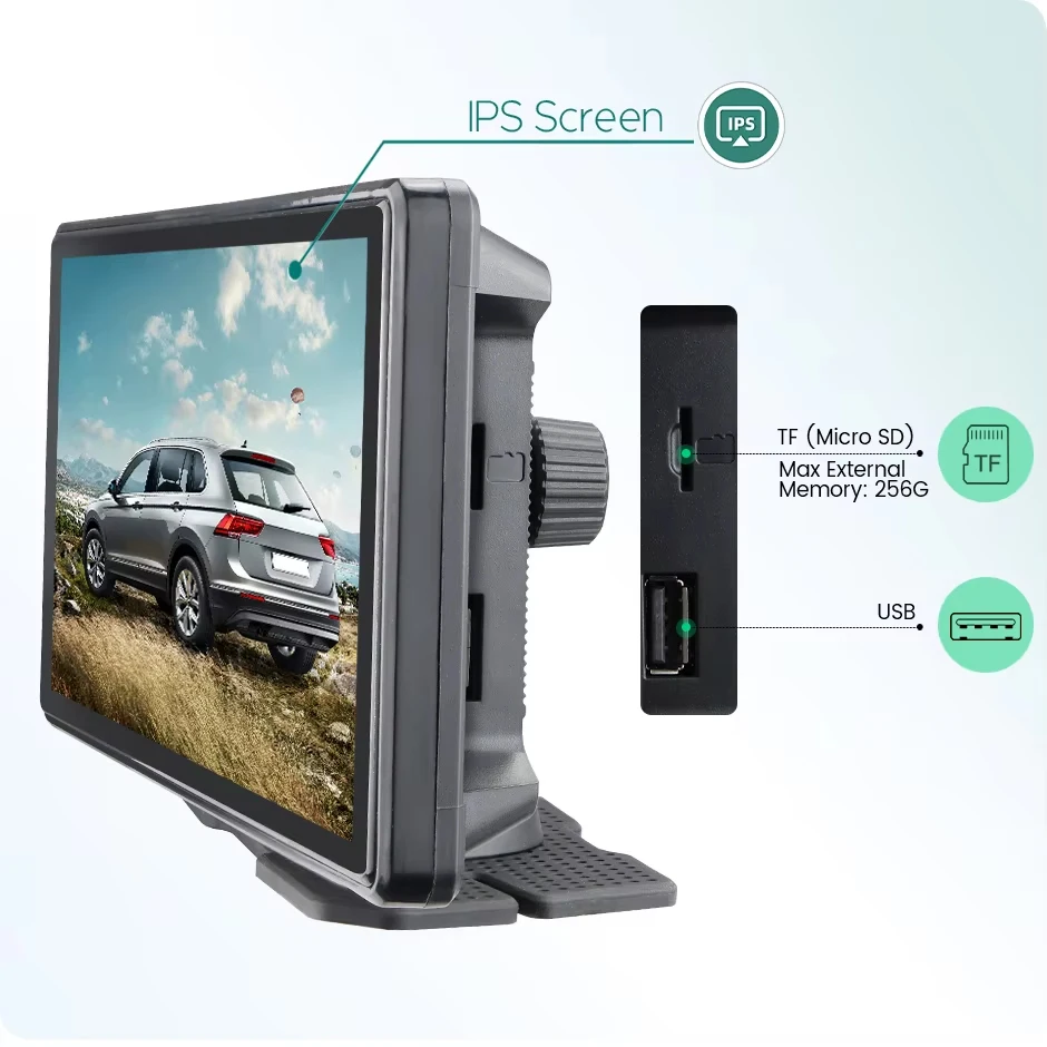 4 Channel Blind Spot BSD Alarm Wireless Apple Carplay Android-Auto Car DVR Recording Monitor With 4PCS AHD 1080P Mini Camera