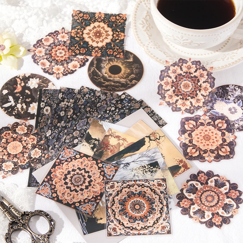 Card Lover 30 Pcs [Fantasy Treasure Series] Classical Pattern Hand Tent Multitone PET Sticker Paper Material Scrapbook Kit