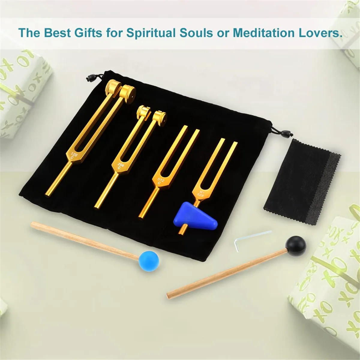 Juego de horquilla de afinación para curación de sonido, instrumento Musical, terapia, herramientas de vibración de sonido, 128Hz, 256Hz, 512Hz, 528Hz