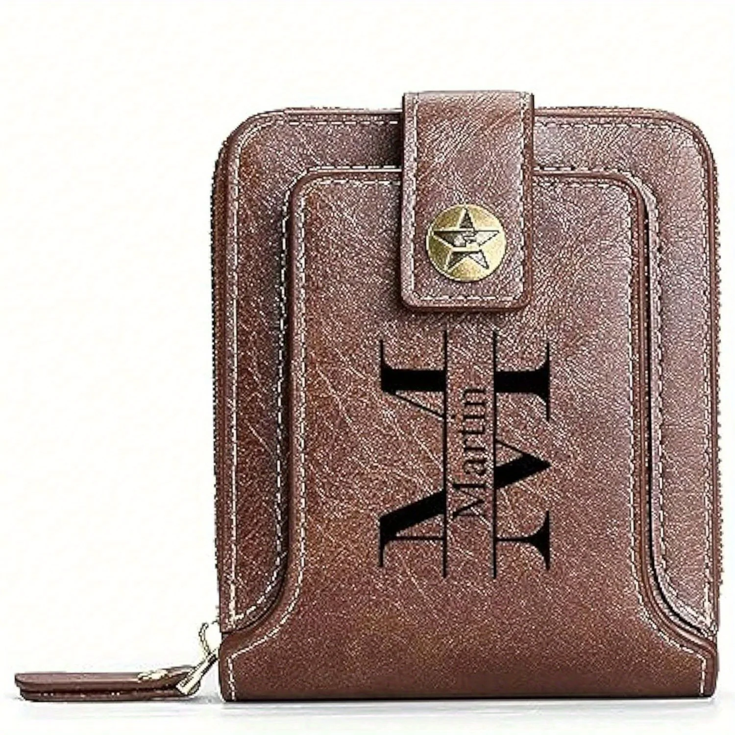 Personalized Men Wallet, Custom Engraved Birthday/Anniversary Wallets for Men Synthetic Leather Bifold Unique Customized Gift