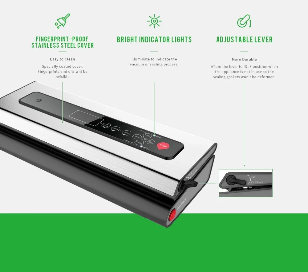 Multifunctional Stainless Steel Automatic Airtight Vacuum Food Sealer  Outdoor Use with Electric Power Source for Cars