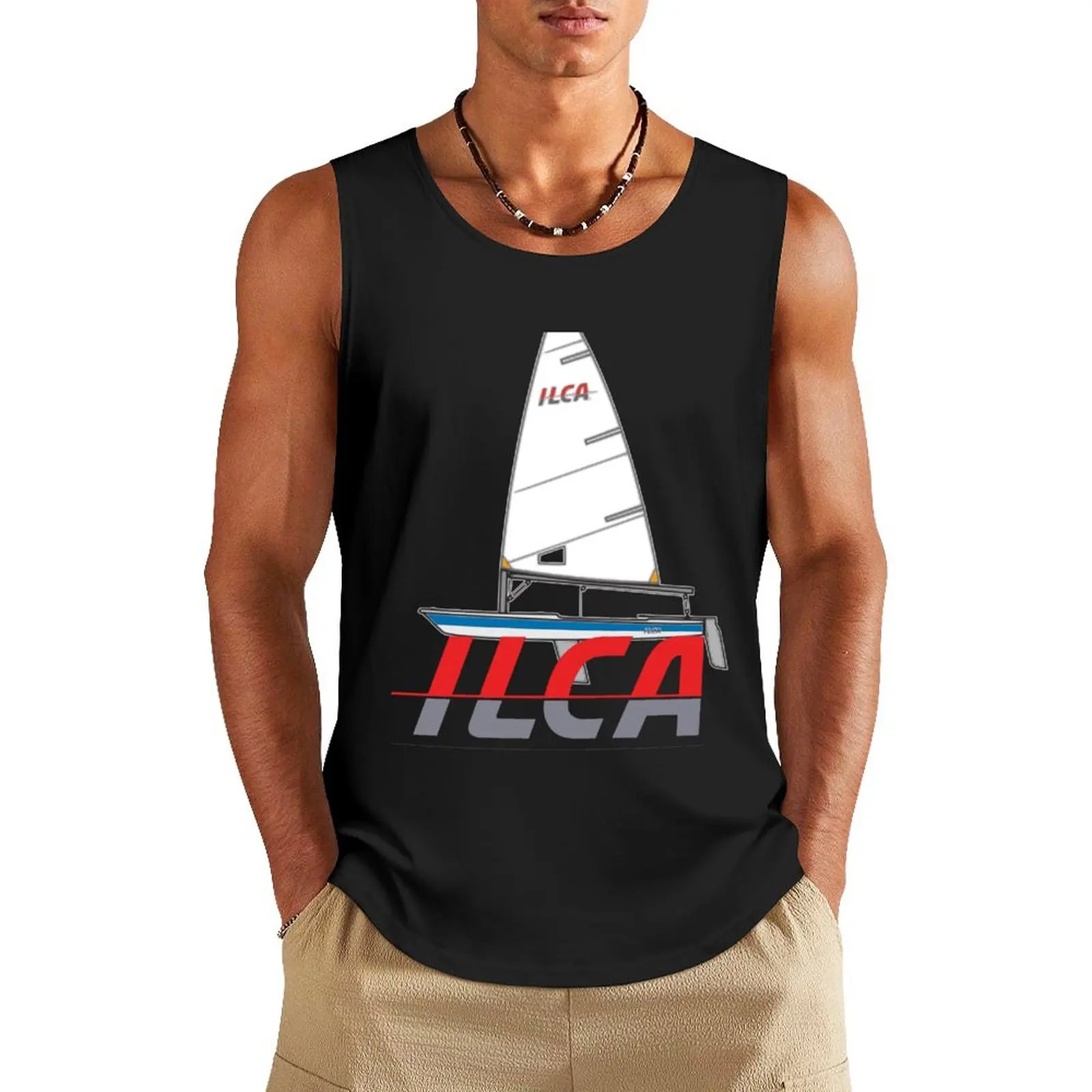 Bestseller- Laser sailboat on ILCA logo - laser sailing dinghy Tank Top Men's clothing brands fitness bodybuilding men