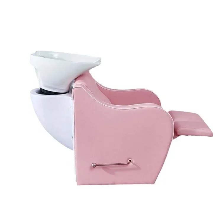 

New Design Pink Luxury Multi-function Hair Washing Chair Shampoo Bed Salon Furniture for Barber Shop