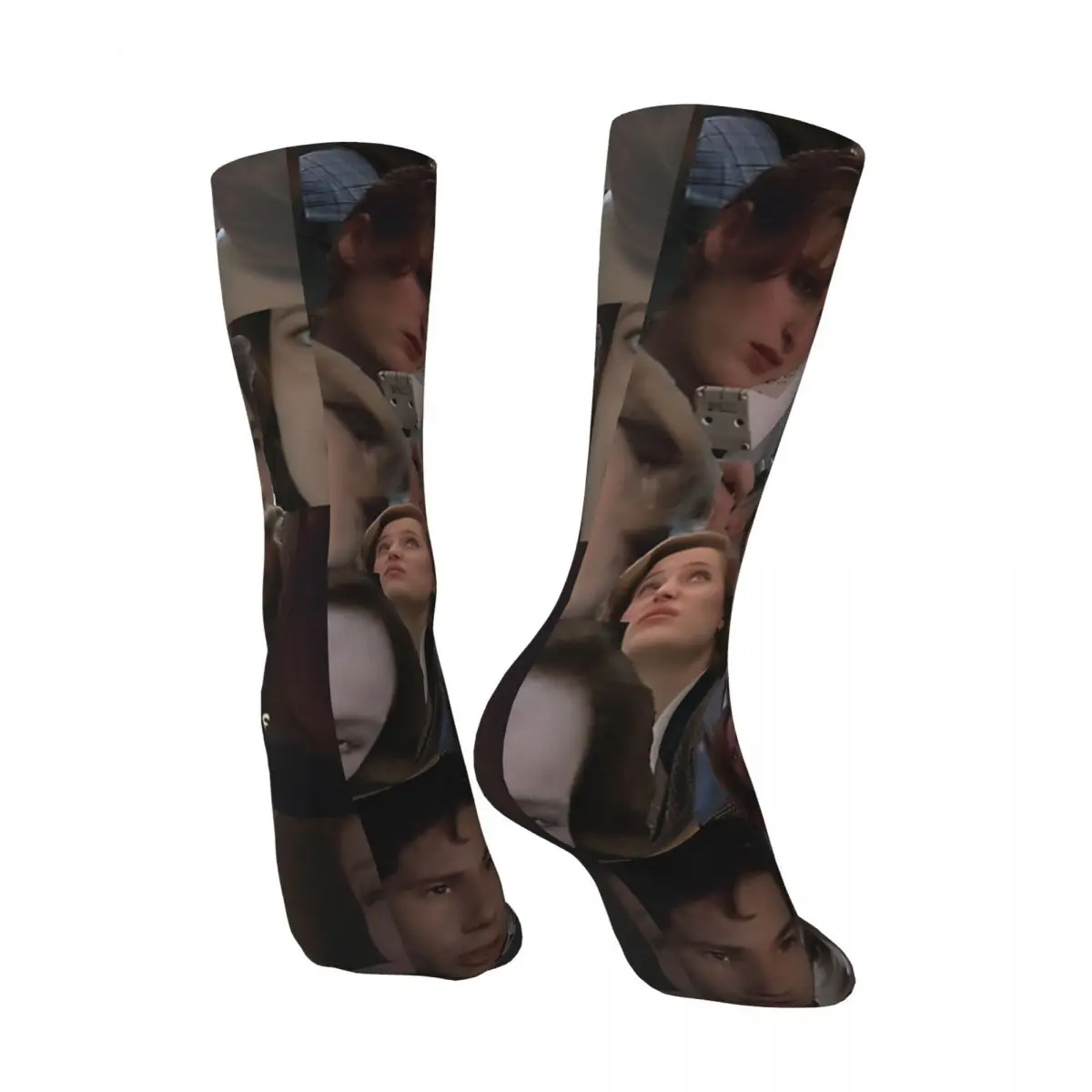 Happy Funny Men's compression Socks Mulder And Scully Collage Retro Harajuku The X-Files Hip Hop Novelty Pattern Crew Crazy Sock