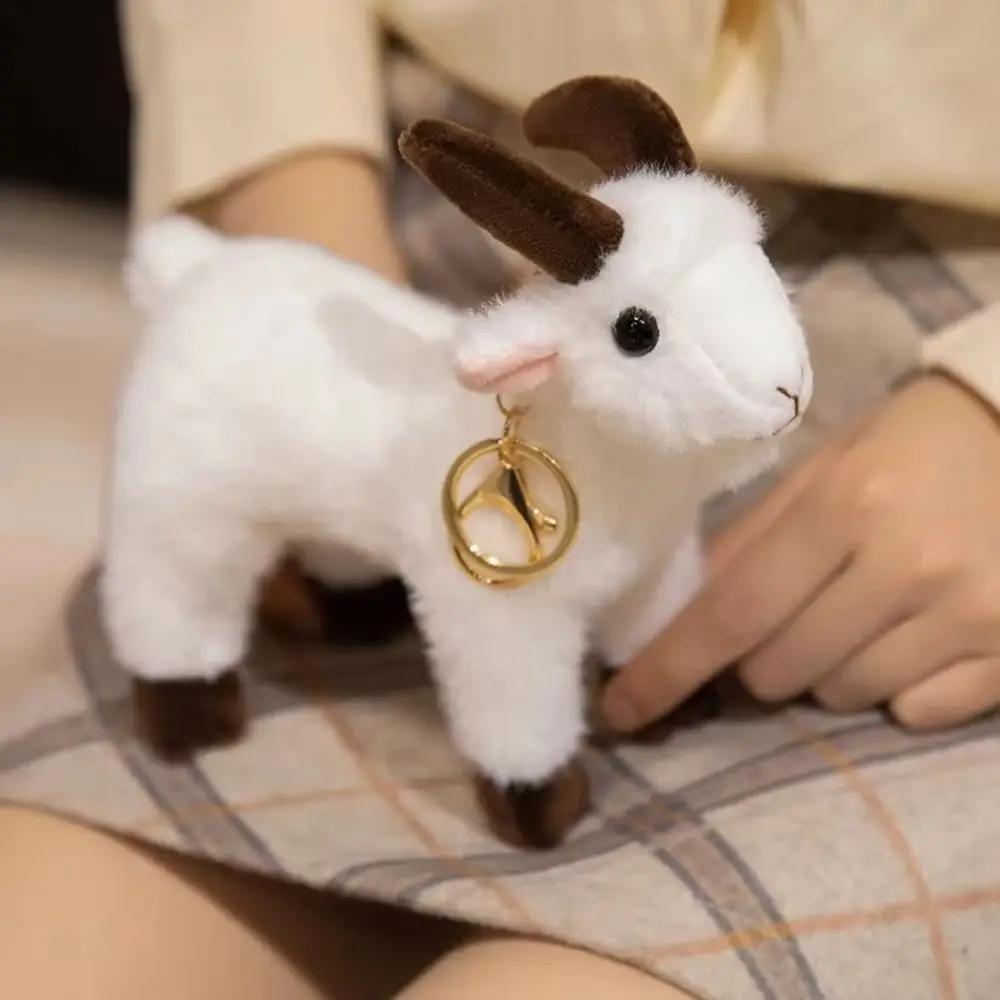 

Soft Stuffed Mini Standing Goat Plush Toy Simulation White Cute Mini Lifelike Goat Pendant Anime Style Kawai Goat Plush Doll
