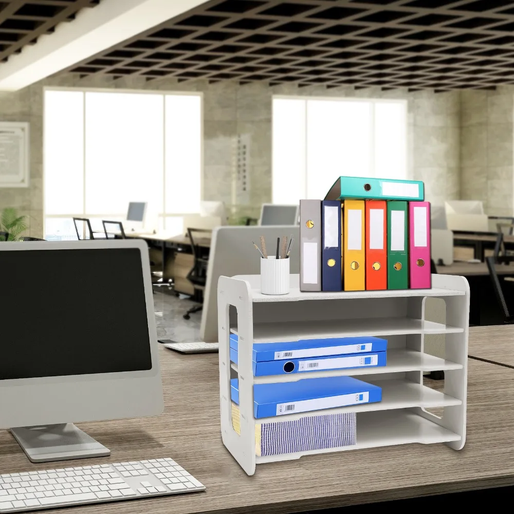

Letter File Organizer 5 Tier Stackable Letter Tray Office Desk Document Organizer Multifunctional A4 Paper Folder for Office