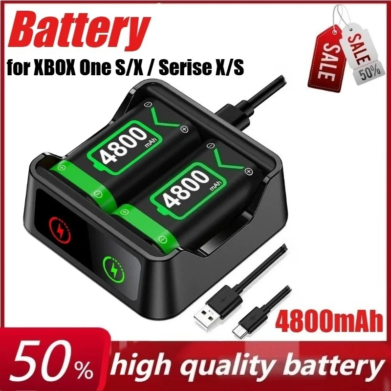 

2*4800mAh Rechargable Battery for XBOX One S/X / Serise X/S Batteries Pack with Battery Charger