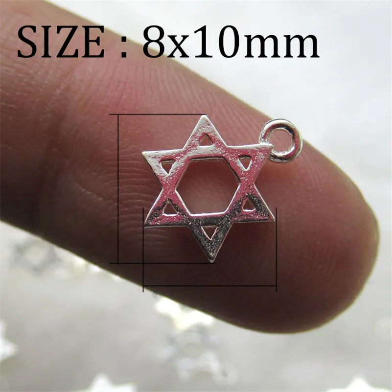 2PCS/Lot 925 Sterling Silver Jewish Judaism Star Pendant for Jewelry DIY Making Religious Handmade Star David Charm Pendant