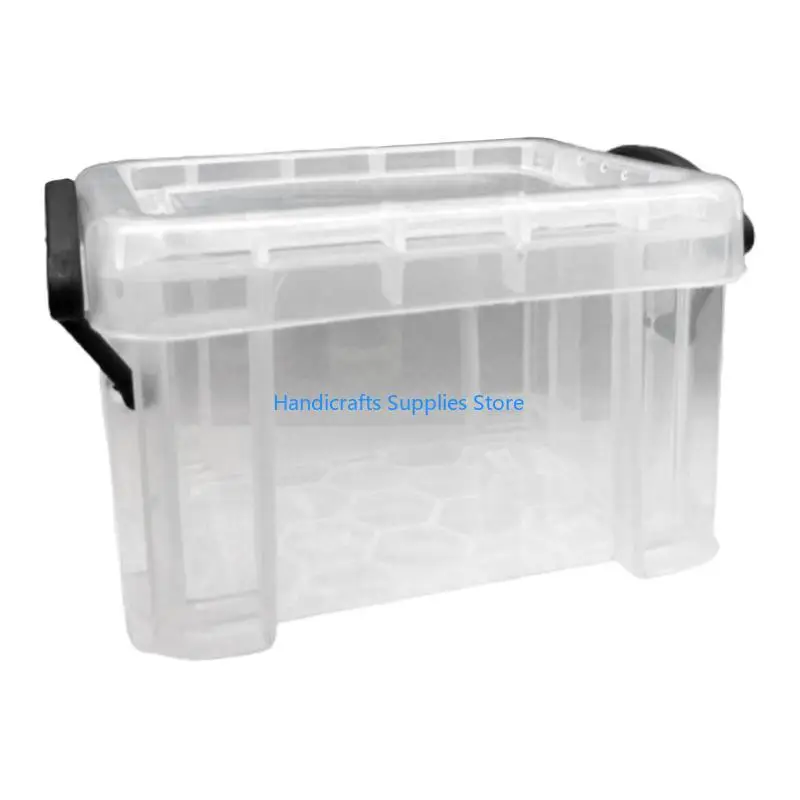 R1WA Mini Plastic Storage Box with Locking Lid Clear Plastic for Small Crafts Stationery Jewelry Sewing Classroom