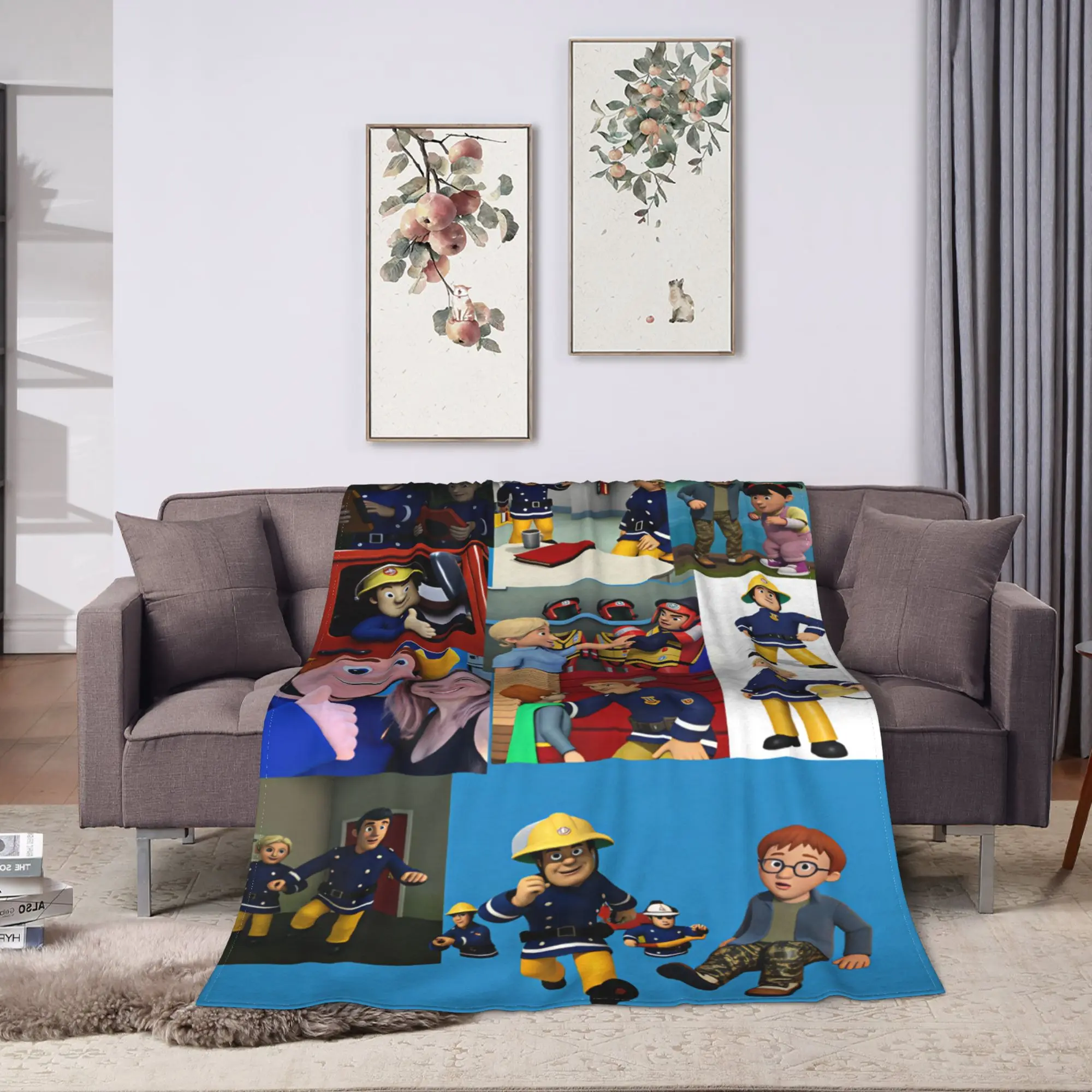 Fireman Sam Blanket Quality Super Soft Firefighter Printed Bedding Throws Spring Airplane Travel Outdoor Fashion Bedspread