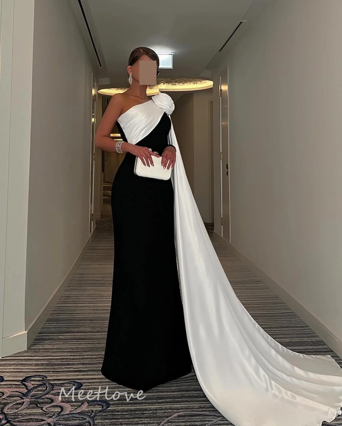 

Meetlove Simple Black White Evening Dresses One Shoulder Formal Occasion Gown Prom Dress For Ramadan 2024 vestidos de noche