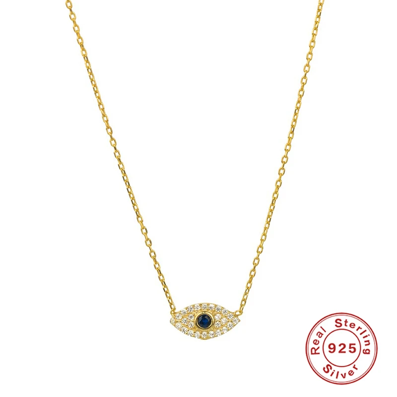 925 Sterling Silver Vintage Blue Crystal Necklace Pendant Clavicle Chain Statement Women Jewerly Accessory Collares Bijoux Femme