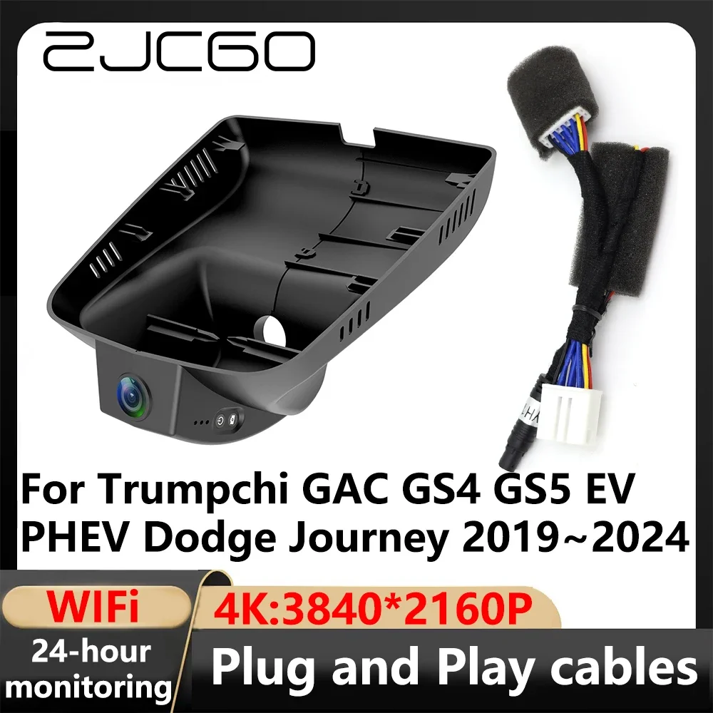 ZJCGO 4K Wifi 3840*2160 DVR Dash Cam Camera Video Recorder For Trumpchi GAC GS4 GS5 EV PHEV Dodge Journey 2019~2024