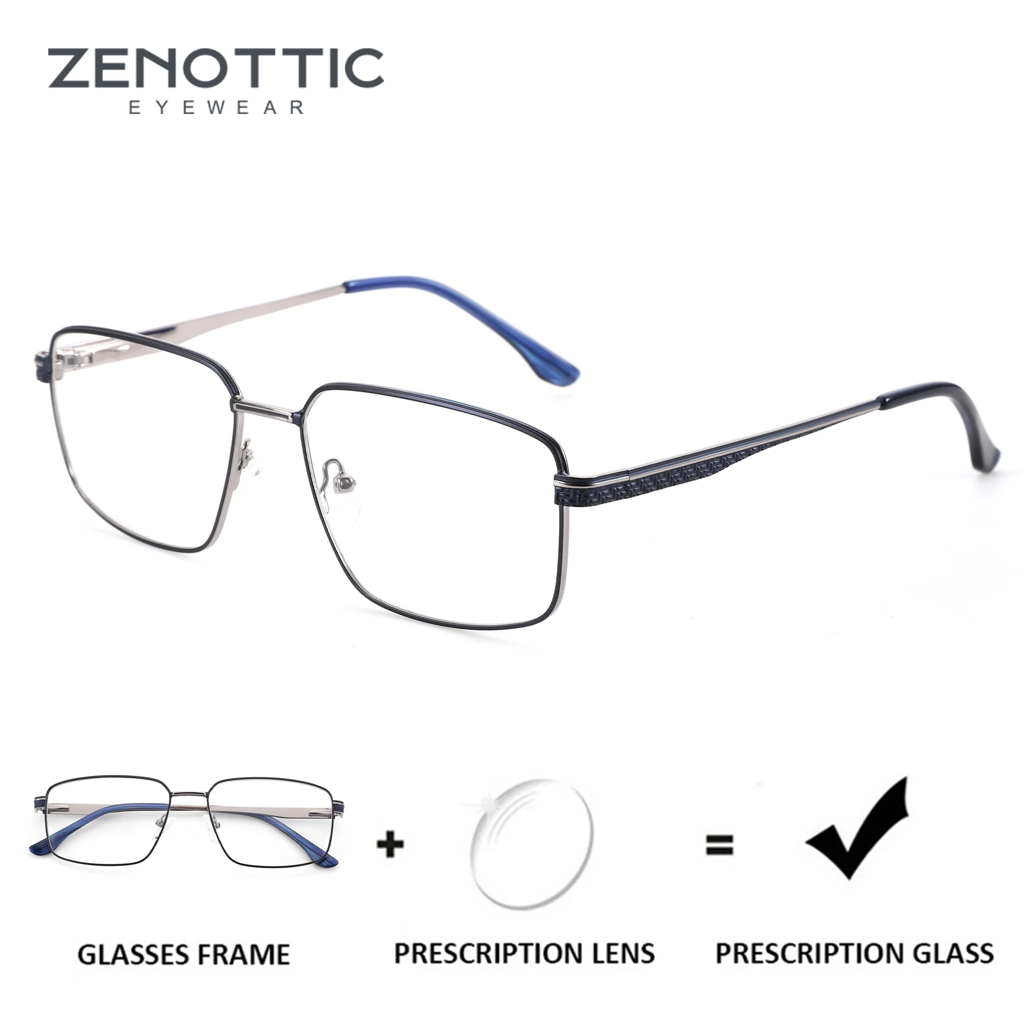 

ZENOTTIC High-quality Metal Square Progressive Prescription Glasses Fashion Myopia Eyewear Rectangle Optical Eyeglasses for Men﻿