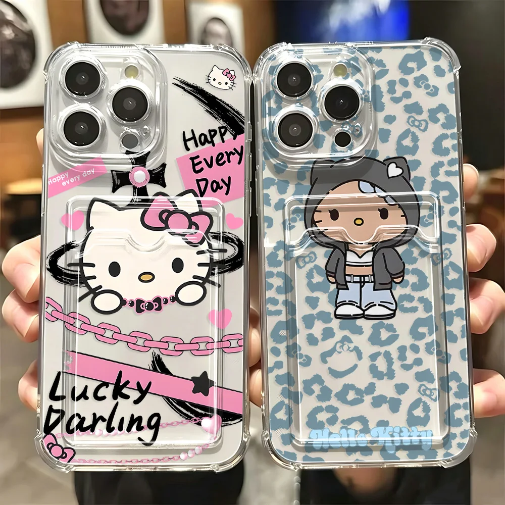 Cute Hello K-Kittys Card Hold Case for Samsung Galaxy A17 A07 A56 A36 A26 A55 A35 A06 A05 A24 A14 A54 A15 A05S A25 A34 A23 4G 5G