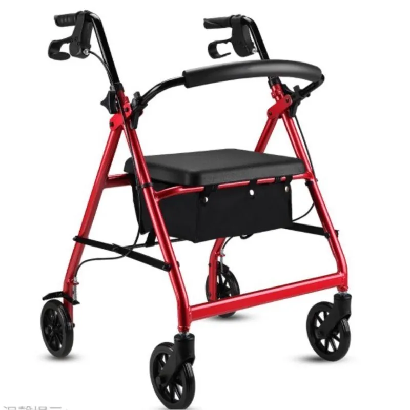 

Walking chair can sit the elderly walking aid Aluminum alloy can push portable home walking aid with seat