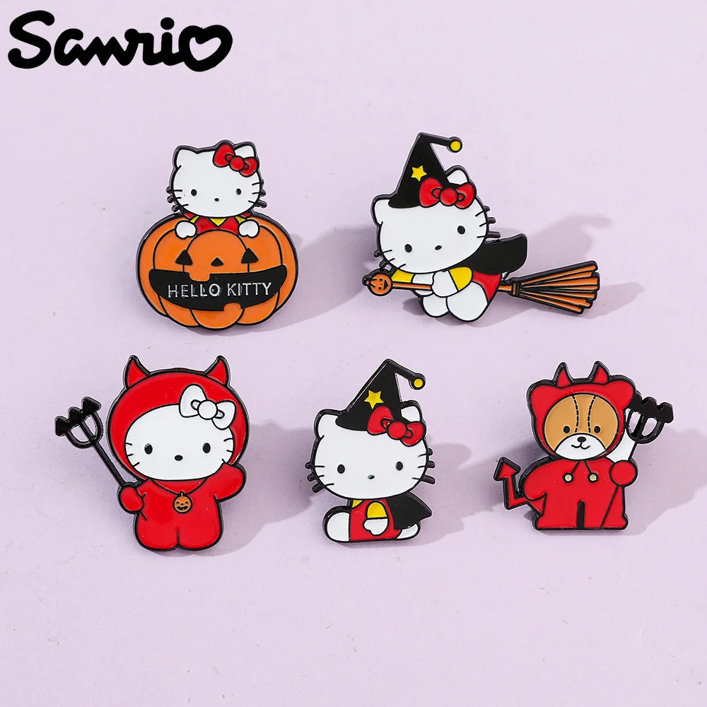 

Anime Sanrio Hello Kitty Brooch Cute Cartoon Figure Kitty Cat Metal Badge Brooch Clothing Backpack Lapel Pin Halloween Jewelry