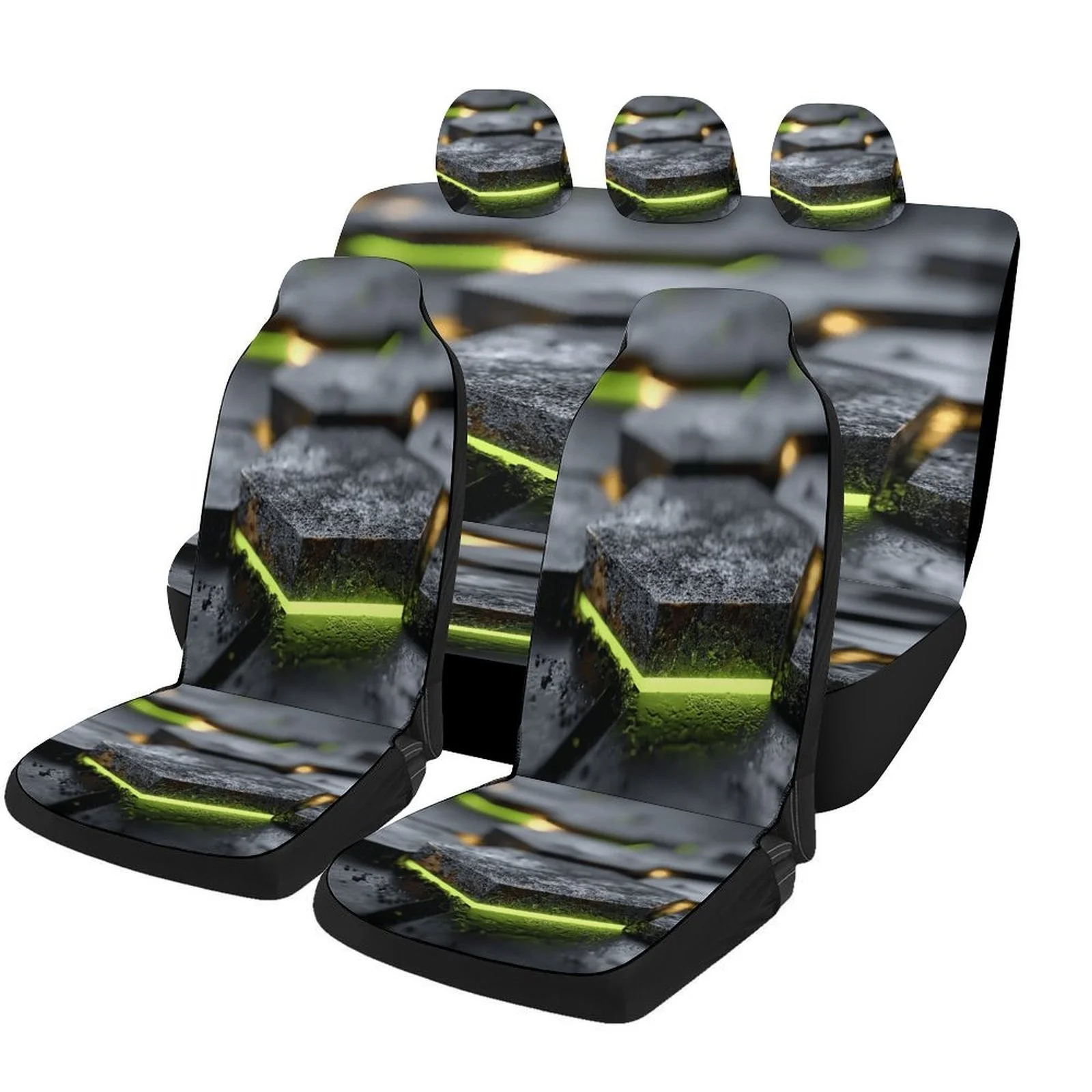Glowing Hexagons Designed Car Seat Cover Set For Most Cars, High-quality Comfortable Car Seat Protector Covers Full Set, Car Se