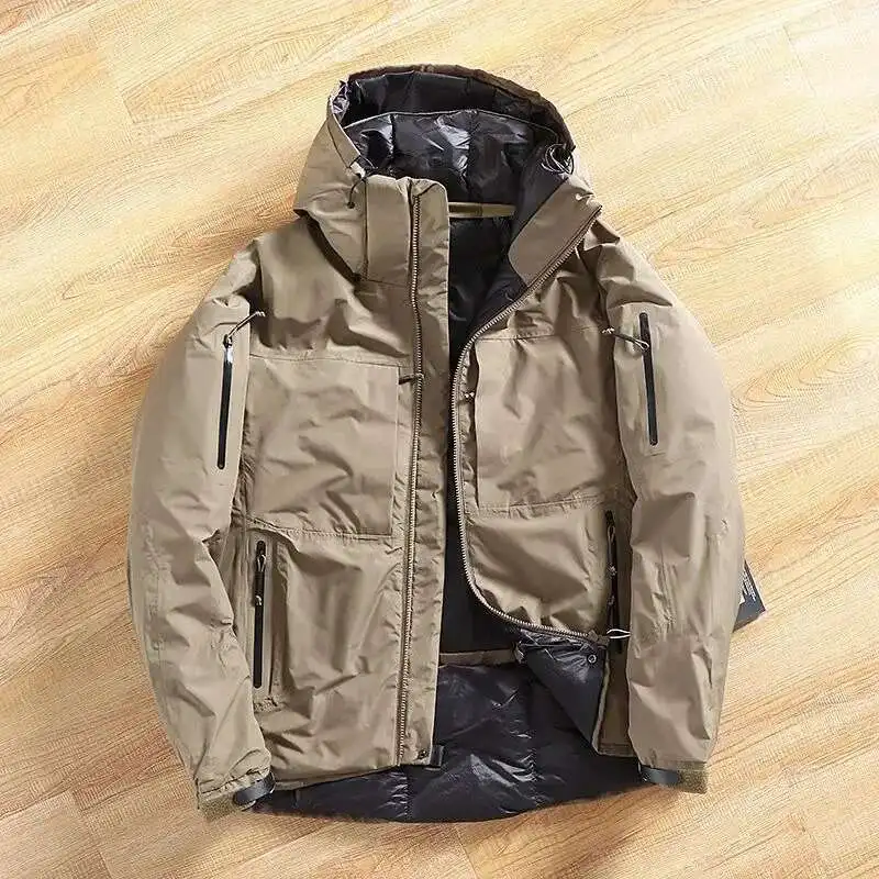 

Tactical Camouflage Jacket Men's Outdoor Windproof Waterproof Thicken Warm Loose Jacket Hooded Climbing Skiing Down