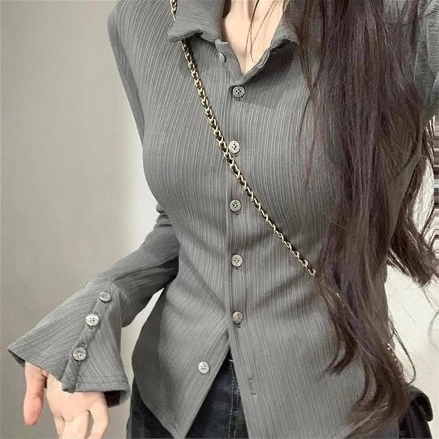 T-shirt Long en Fiber de Polyester pour femmes, Design printemps-automne, coupe cintrée