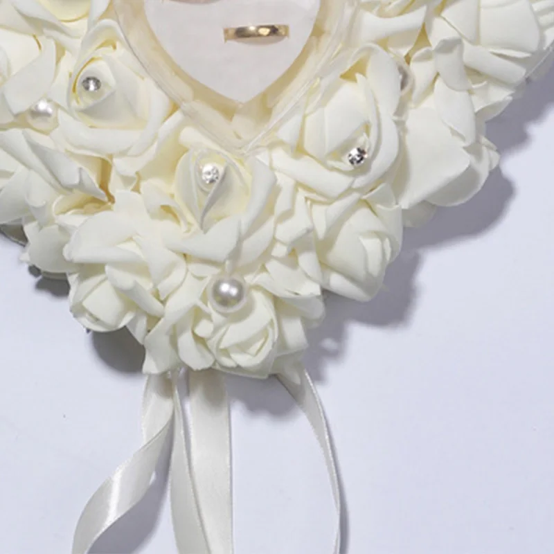 وسادة خاتم الزفاف الأوروبي ، محاكاة رغوة الورد ، لوازم العروس الرومانسية