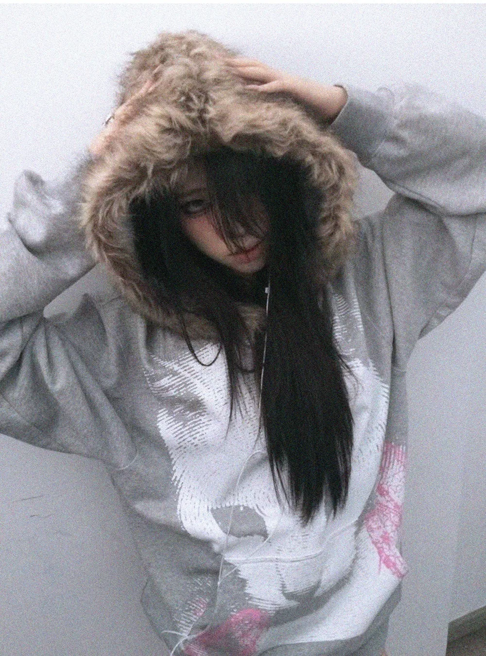 

2025 Retro Personalized Cat Printed Special Hairy Hoodie Jacket Men's and Women's Autumn/Winter Hoodie