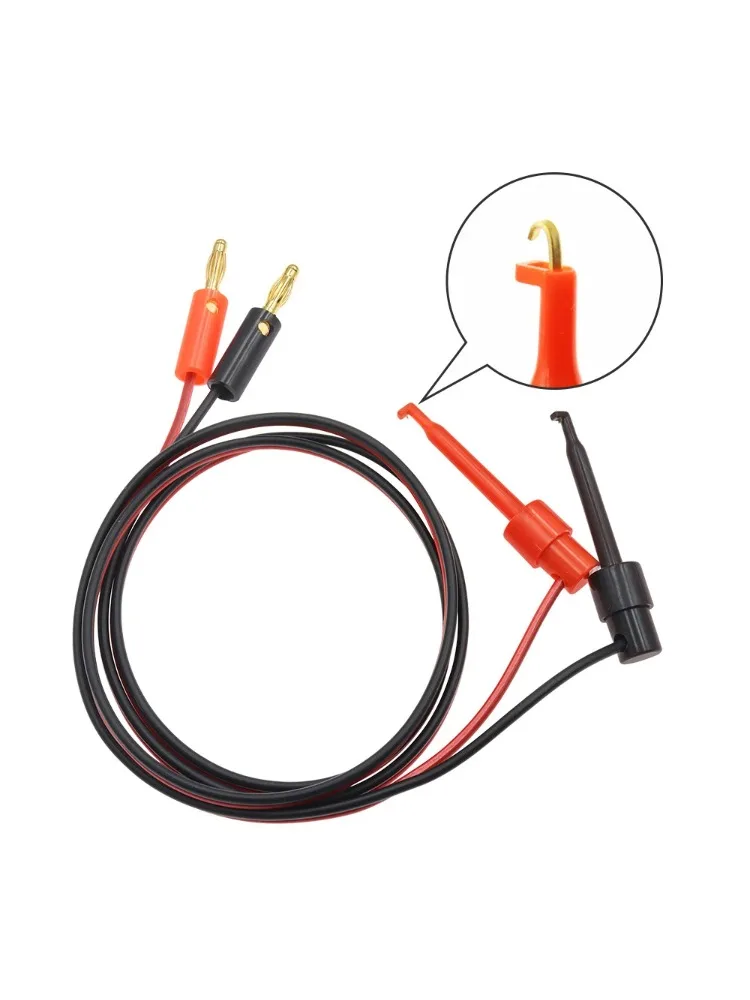1 Paar 1M 4mm Bananenstecker auf Elektro-Hakenklemme Testkabel Vergoldet für Multimeter-Messleitungen Drahtverbinder Rot Schwarz Bananenstecker