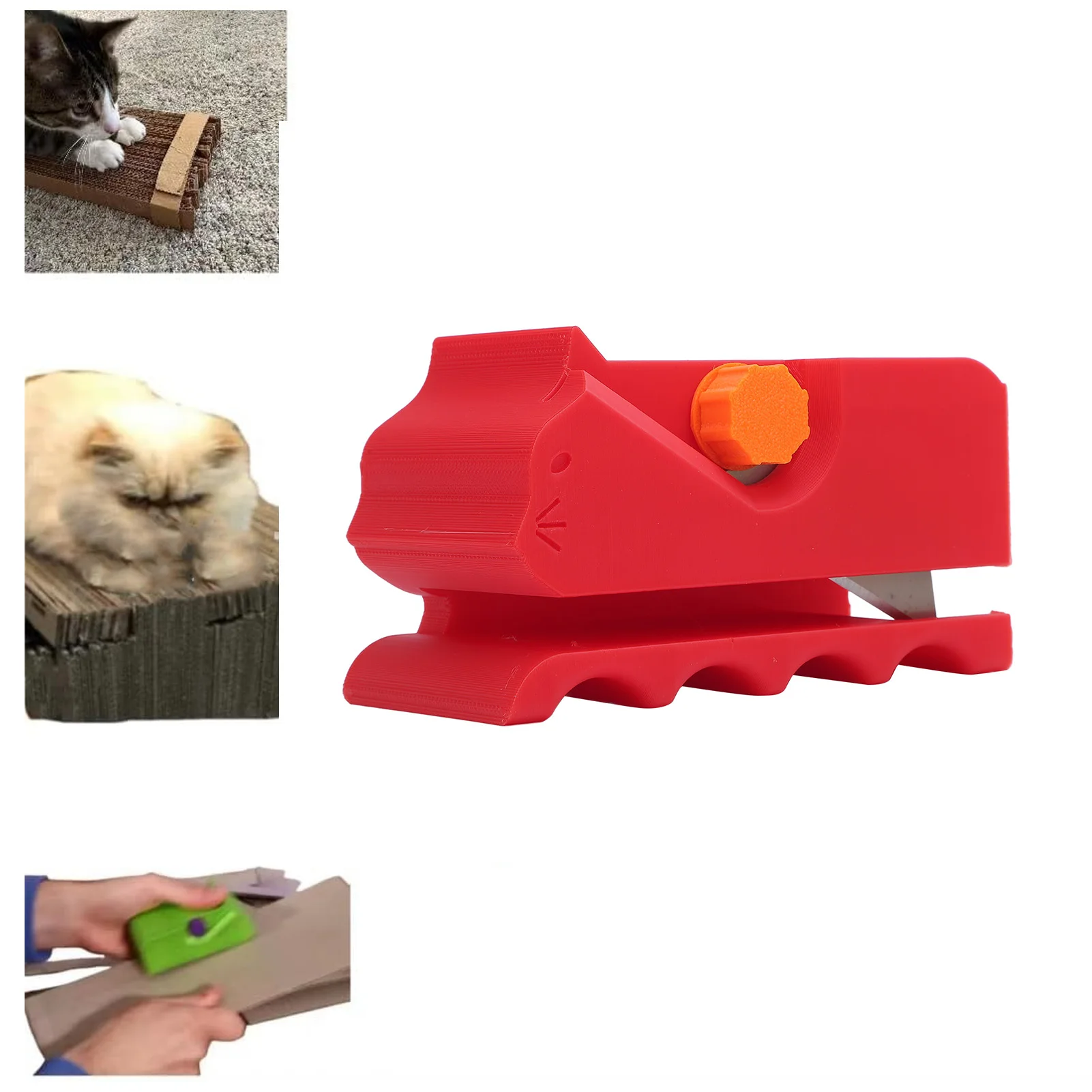 Katzenkratzbrett-Schneider, kompakt, ABS, Katzenkratz-Kartonschneider, ergonomisch, verstellbar, effizient, 3D-gedruckt zum Abisolieren