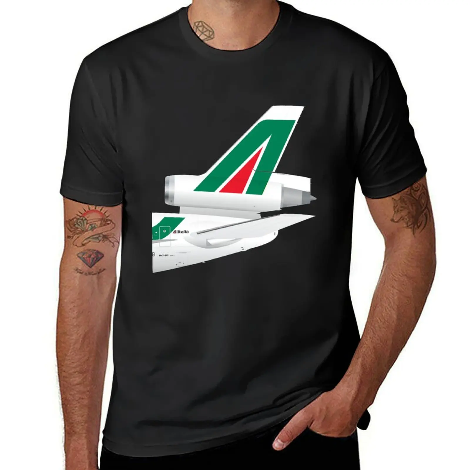 Wings In Uniform - DC-10 - Alitalia T-Shirt cute tops blanks sports fans men clothings