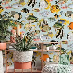 custom Ocean World Fish Wallpaper for living room Stickers Creative Mural 3D Sofa Bedroom Hotel Homestay Bedhead home Decoration