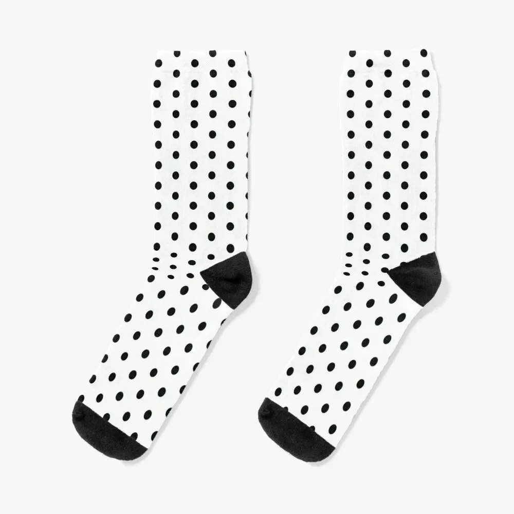 

Black Polka Dots on White Socks aesthetic anti slip football Crossfit Sports Socks Female Men's