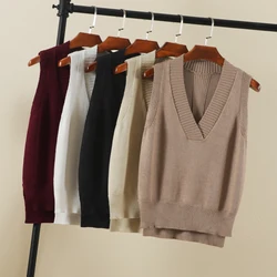 Women's Vest Cropped Sweater Clothing Preppy Style Tops Sweaters Blouse Pullover Warm Korean Padded Woman Female Sleeveless