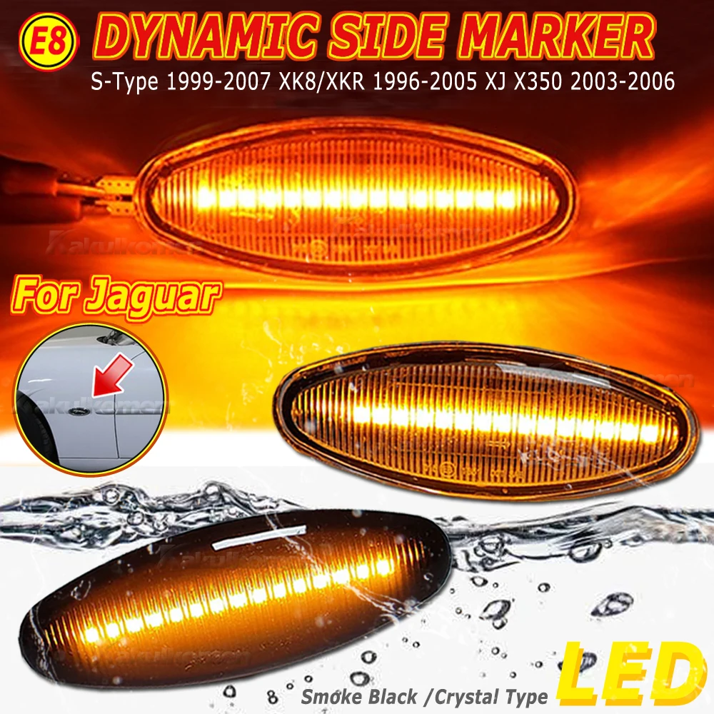 Side Marker Light For JAGUAR XK8 S-Type XK 8/XKR XJ X350 Dynamic LED Turn Signal Flashing Indicator Blinker