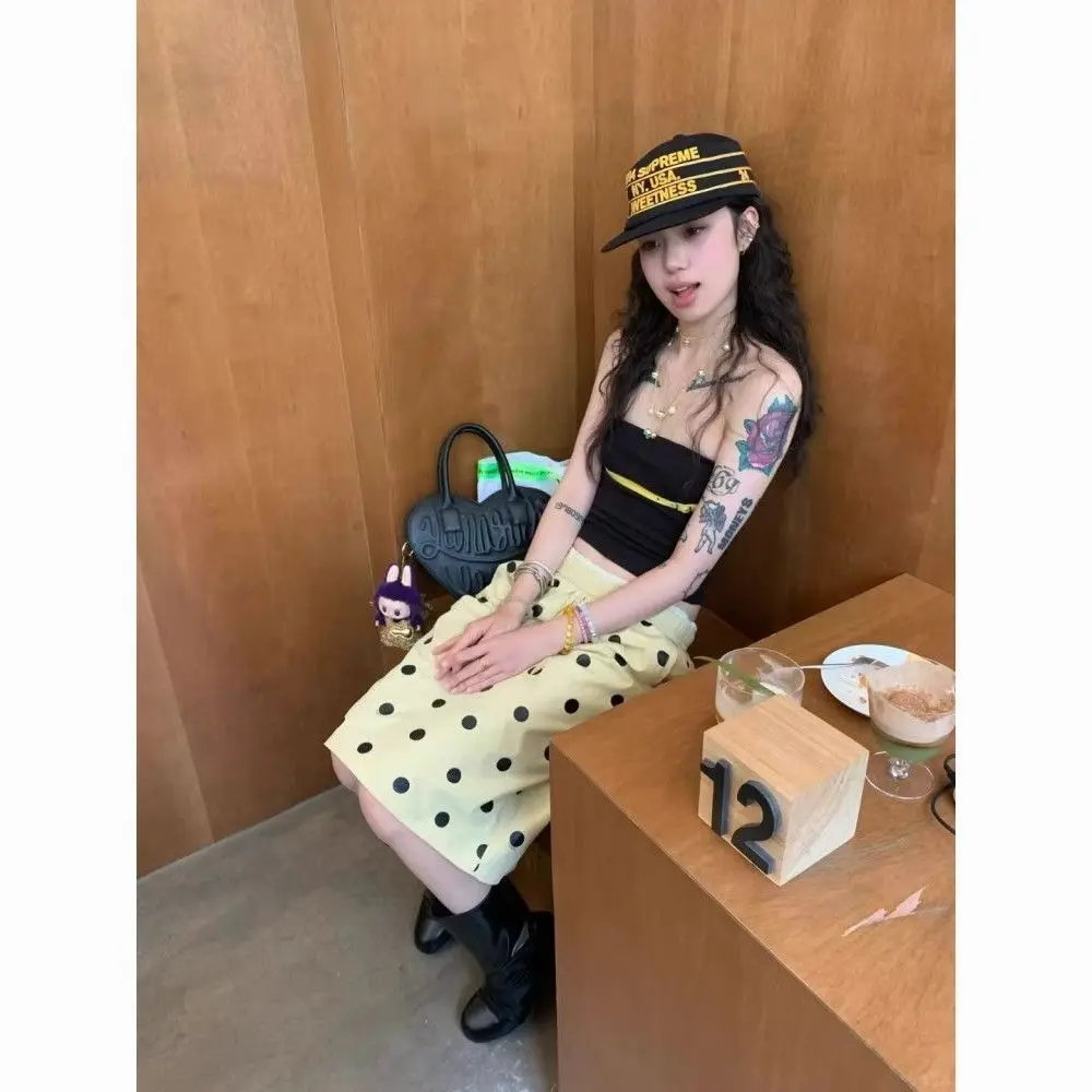 Picture 3: Summer New Yellow Polka Dot Skirt Temperament High Waist Skirt