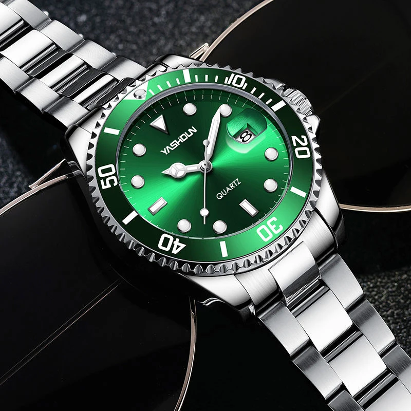YASHIDUN حار بيع زوجين زوج كوارتز ساعة مقاوم للماء مضيئة تاريخ ساعة اليد عالية الجودة الفولاذ المقاوم للصدأ رجل الساعات هدية