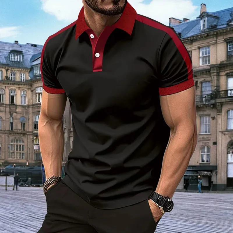 

Summer New Men's Casual Short-Sleeved Polo Shirt Fashion Plaid Lapel T-Shirt 3D Print Comfortable Everyday Golf Men's Polo Shirt