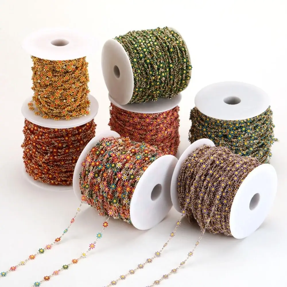 Accessories 1 Meter Daisy Chain Colorful Handmade Enamel Chain Gold Plated Link Chains Jewelry Making view 4