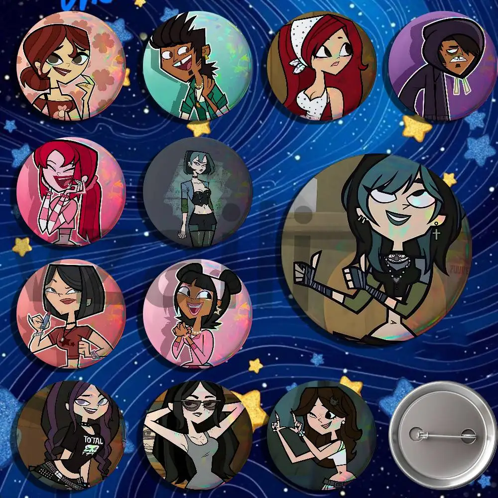 T-Total Drama Island Button Pin Single Pack Anime Merch for Ita Bags Badge Collectible Buttons TH