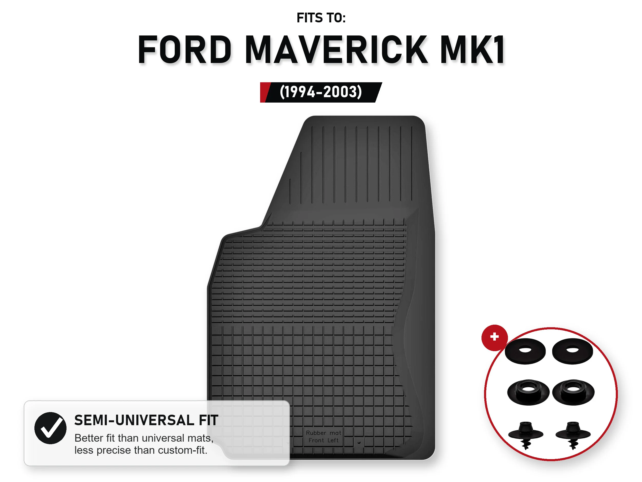 Tray Driver's Carpet voor: Ford Maverick Mk1 1994-2003 SUV met stoppers