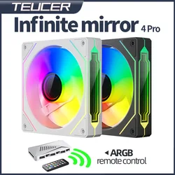 Teucer Infinite Mirror 4Pro 120mm PC Case Fan PWM ARGB Water Cooler CPU Cooling Ventilador Unlimited Space ARGB Remote Control