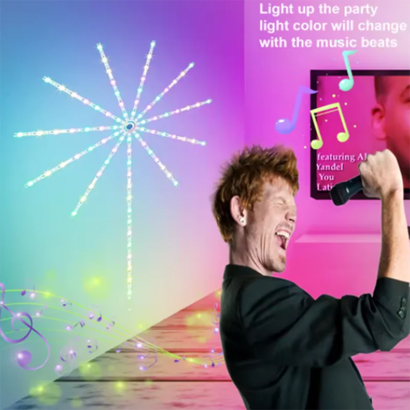 NEW 2025 Firework Light LED Strip Bluetooth Smart APP Control Neon Strip USB 5V Smart Lamp Sync Music Christmas Party Decoration