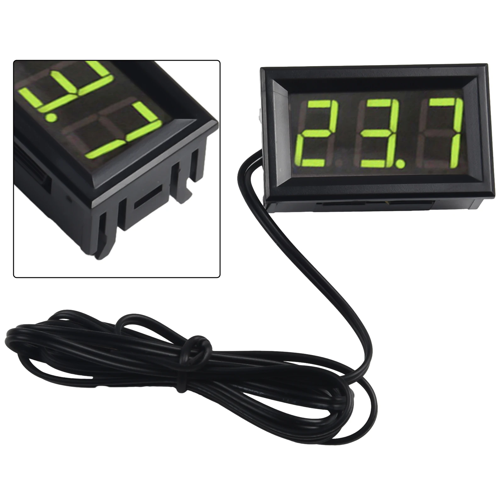 1PCS 12V  Mini Digital LED Thermometer  Digital -50~110°C Thermometer  DC 5-12V Car Temperature  Panel Meter  Gauge With Probe